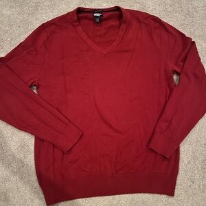 Lands End Men's Red V-Neck Sweater